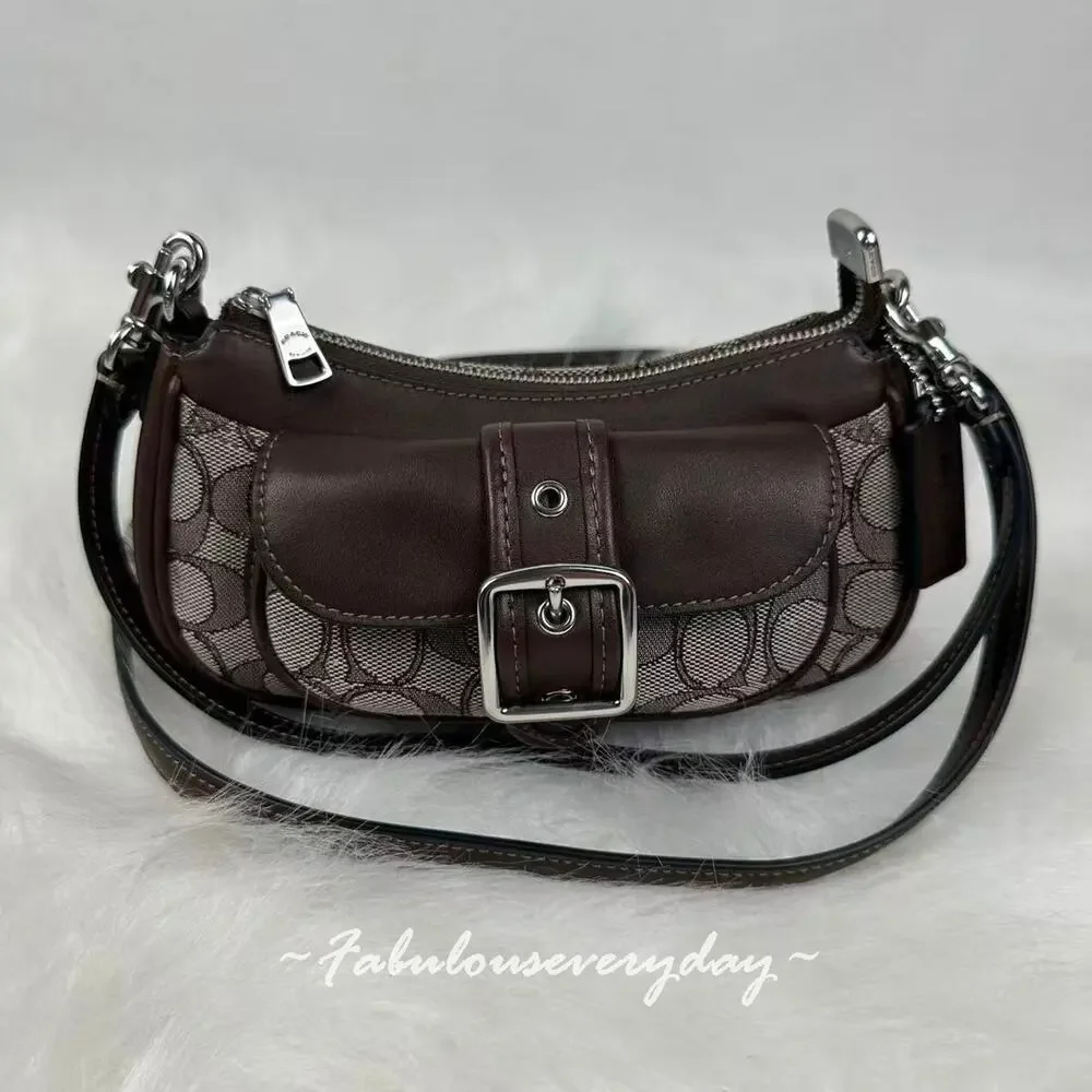 Coach Ashton Mini Shoulder Bag In Signature Jacquard/Silver/Oak/Maple CDB18 NWT